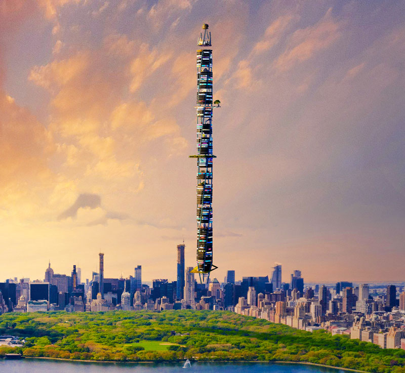 Vertikal Metaverse  floating over Central Park in New York